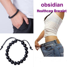 Carregar imagem no visualizador da galeria, Pedra Natural Preto Obsidian Pulseira Terapia Magnética Perda de Peso Unisex Slimmy Pulseira de Cuidados de Saúde